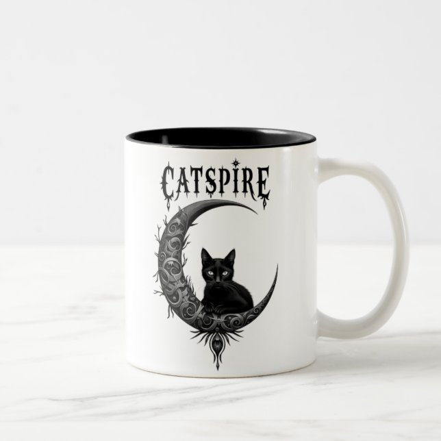 "CATSPIRE: Gothic Moon & cat mug Design (Right)