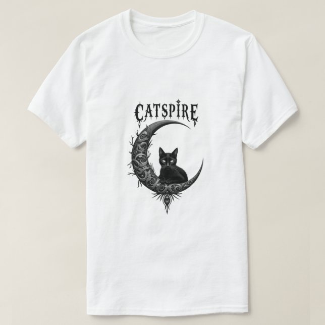 CATSPIRE: Gothic Moon & Cat T-Shirt Design (Design Front)