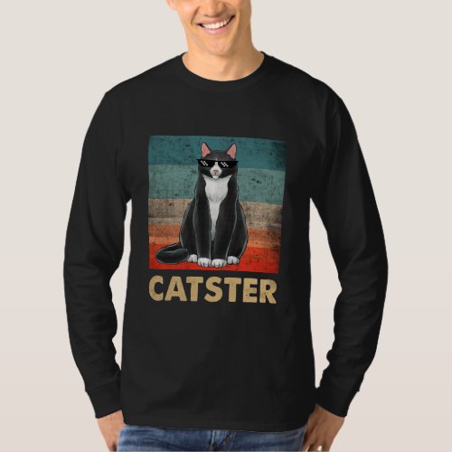 Catster Cat Gangster Costume Cat Dad Gangster Cat T_Shirt