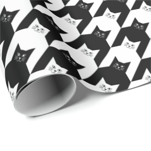 Catstooth Black and White Houndstooth Pattern Wrapping Paper