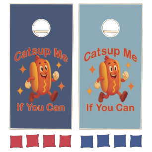 Catsup Me If You Can Funny Hot Dog – Ketchup Pun Cornhole Set