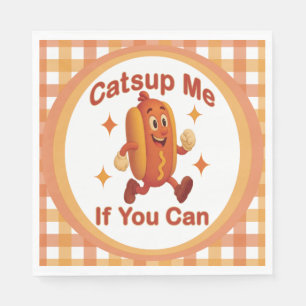 Catsup Me If You Can Funny Hot Dog – Ketchup Pun Napkins