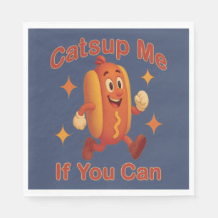 Catsup Me If You Can Funny Hot Dog – Ketchup Pun Napkins