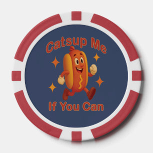 Catsup Me If You Can Funny Hot Dog – Ketchup Pun Poker Chips