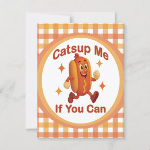 Catsup Me If You Can Funny Hot Dog – Ketchup Pun Postcard