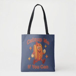 Catsup Me If You Can Funny Hot Dog – Ketchup Pun Tote Bag