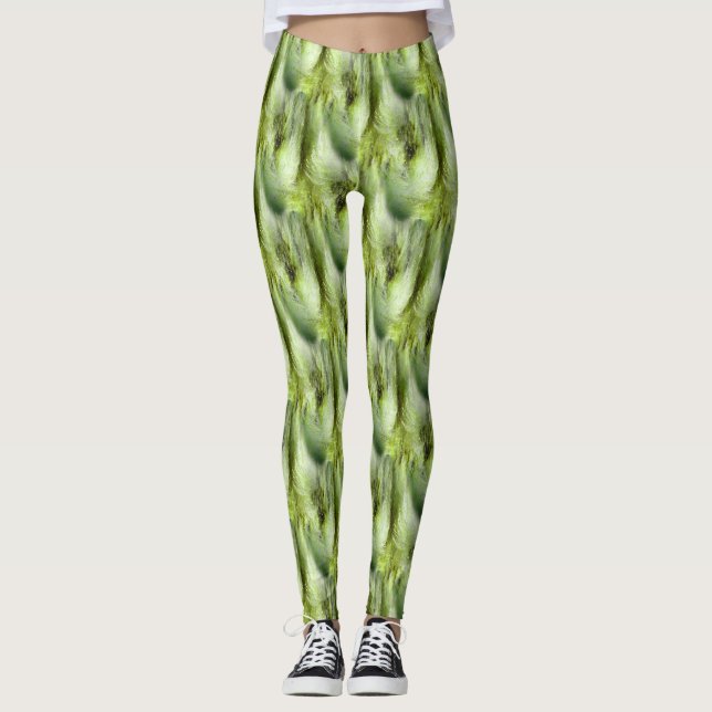 Cattail Fluff Nature Abstract Pattern Leggings (Front)