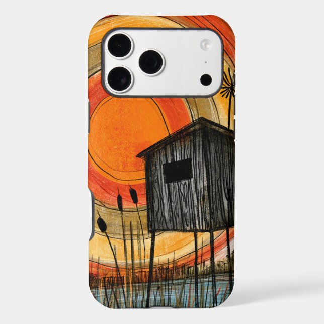 Cattail Sunset Marsh Stilt Cabin Case-Mate iPhone Case (Back)