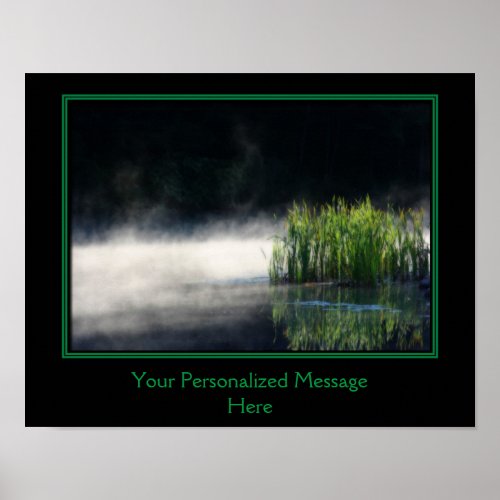 Cattails And Mist On Pond Personalized Words Poster