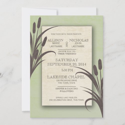 Cattails Green Lake Wedding Invitation