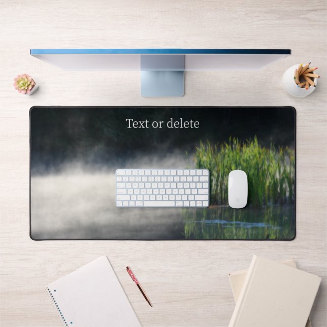 Cattails In The Mist On A Pond Personalized Desk Mat (Office 1)