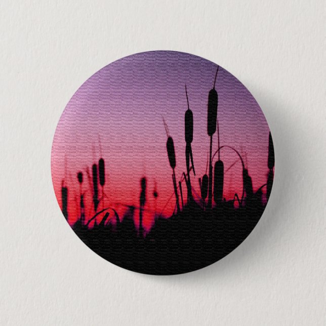 Cattails in the Sunset Pinback Button (Front)