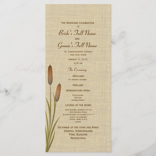 Cattails Lake Wedding Program