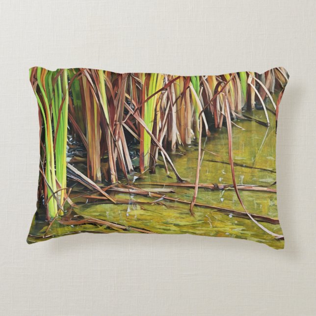 Cattails On The Pond Accent Pillow (Back)