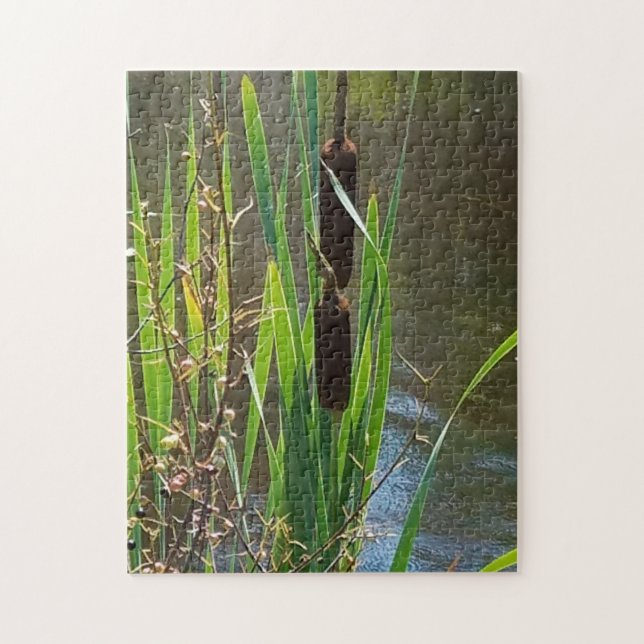 Cattails on the River Jigsaw Puzzle (Vertical)