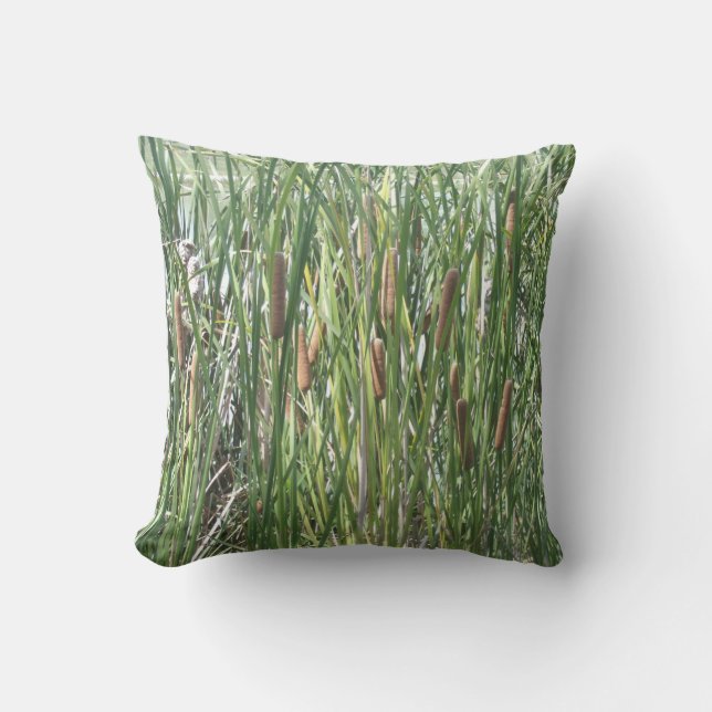 Cattails Throw Pillow (Front)