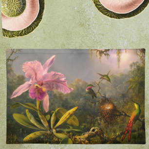 Cattelya Orchid and 3 Brazilian Hummingbirds Cloth Placemat