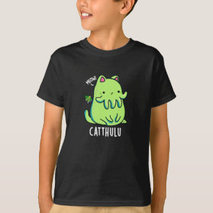 Catthulu Funny Cthulhu Cat Pun Dark BG T-Shirt