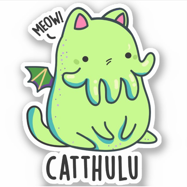 Catthulu Funny Cthulhu Cat Pun  Sticker (Front)