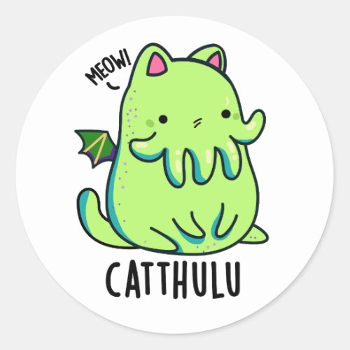 Catthulu Funny Cthulhu Cat Puns  Classic Round Sticker