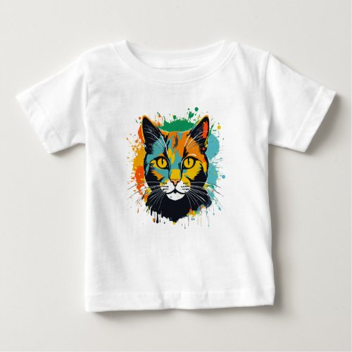 Cattie Bali High_Contrast Feline Flair Baby T_Shirt