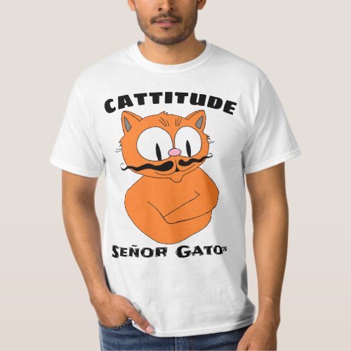 CATTITUDE Cartoon Mustache Cat T_Shirt