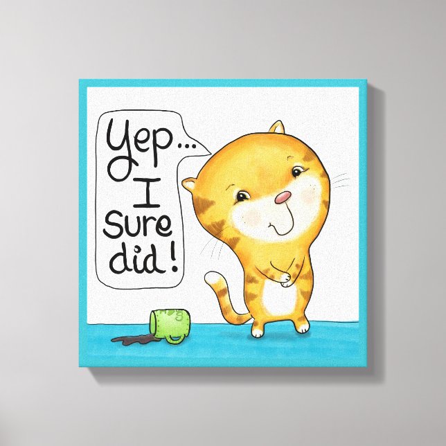 Cattitude- Cat Spills Coffee Canvas Print (Front)