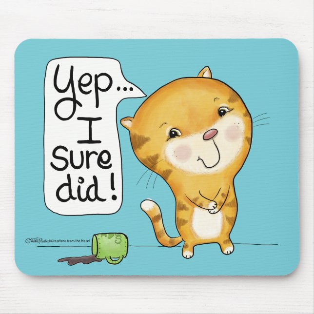 Cattitude- Cat Spills Coffee Mouse Pad (Front)