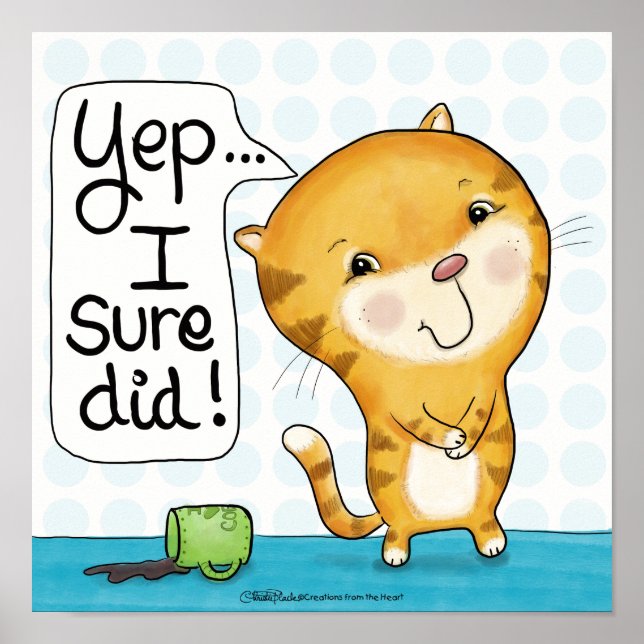 Cattitude- Cat Spills Coffee Poster (Front)