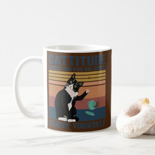 Cattitude Coffee Co Serve Yourself Funny Cat  Coffee Mug