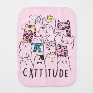 Cattitude Cute Cat, Funny Kitten Cat Lover Gift Baby Burp Cloth