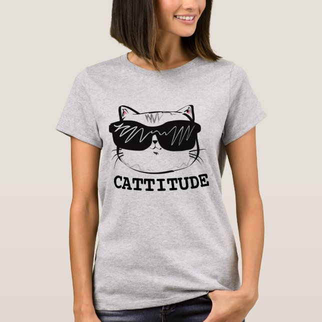 CATTITUDE Funny Cat T-Shirts (Front)
