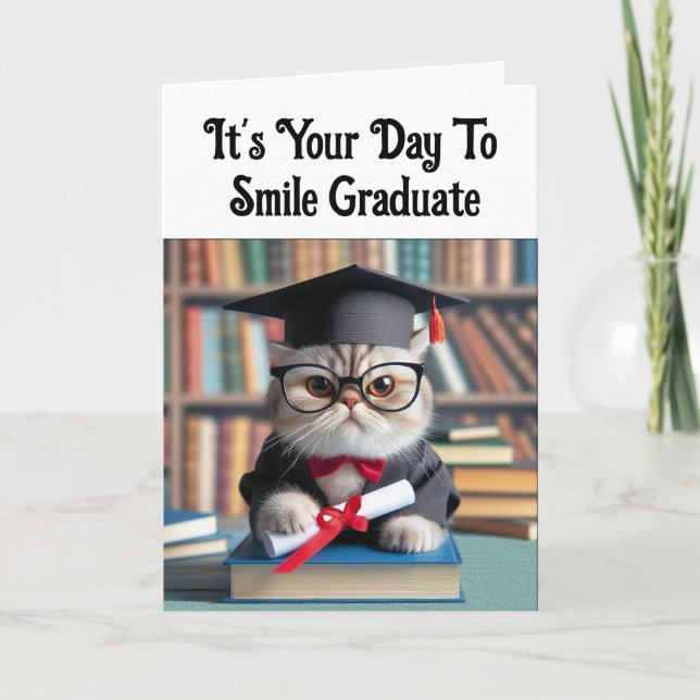'Cat'titude Graduation Greeting Card (Front)