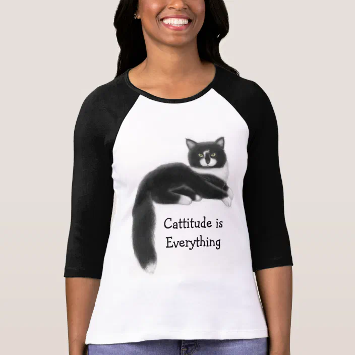 Cattitude Is Everything Raglan Jersey T Shirt Zazzle Com