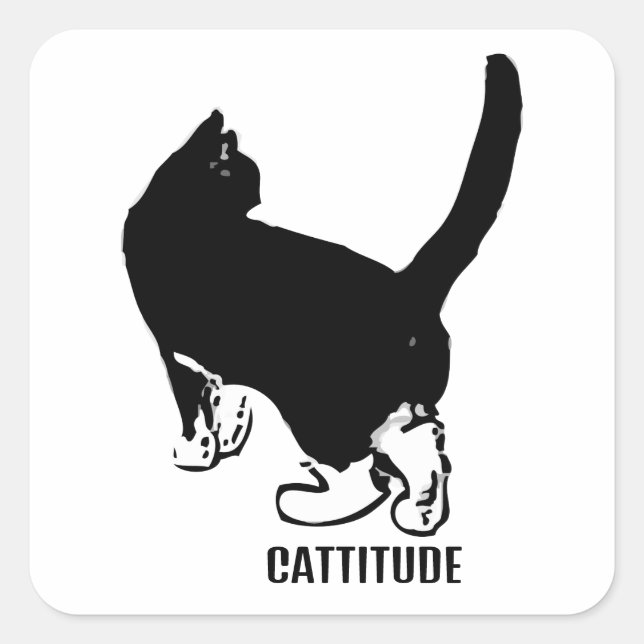 Cattitude Square Sticker (Front)