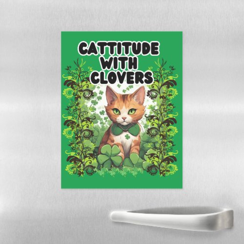Cattitude With Clovers Magnetic Dry Erase Sheet