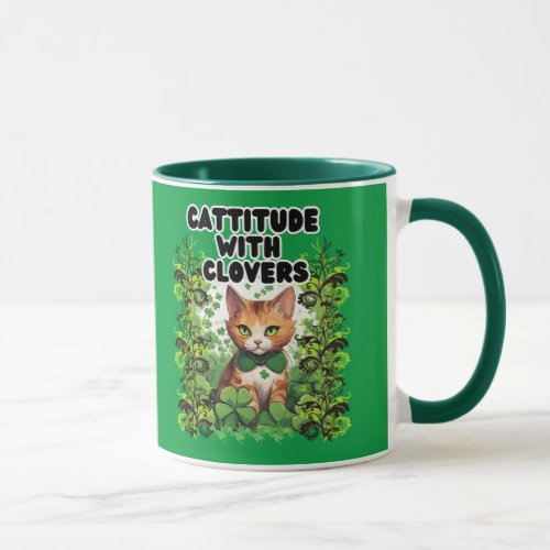  Cattitude With Clovers Mug