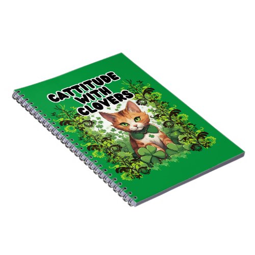  Cattitude With Clovers Notebook