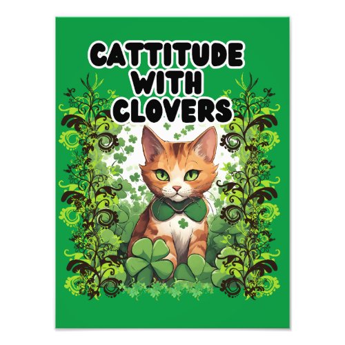  Cattitude With Clovers Photo Print