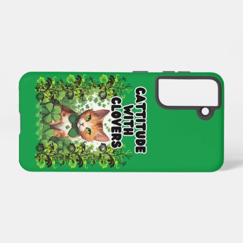 Cattitude With Clovers Samsung Galaxy S21 Case