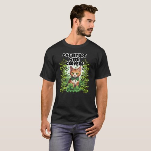 Cattitude With Clovers T_Shirt