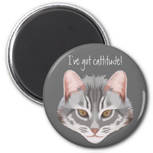Cattitude with text Magnet