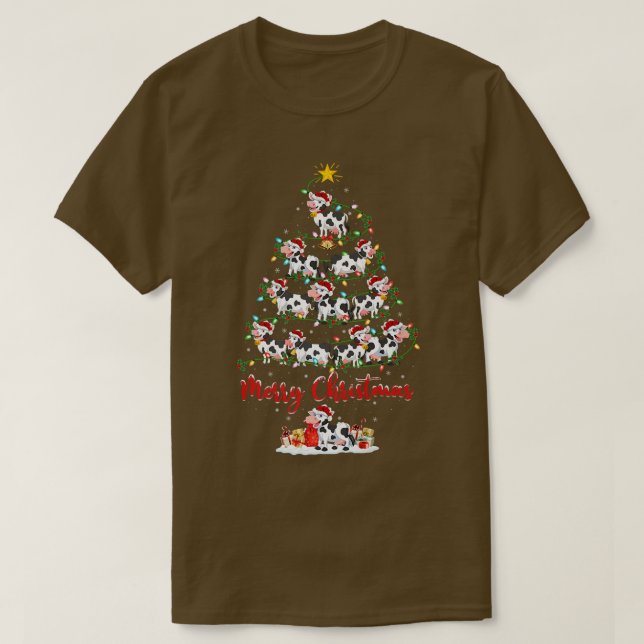 Cattle Animal Lover Matching Santa Cattle Christma T-Shirt (Design Front)