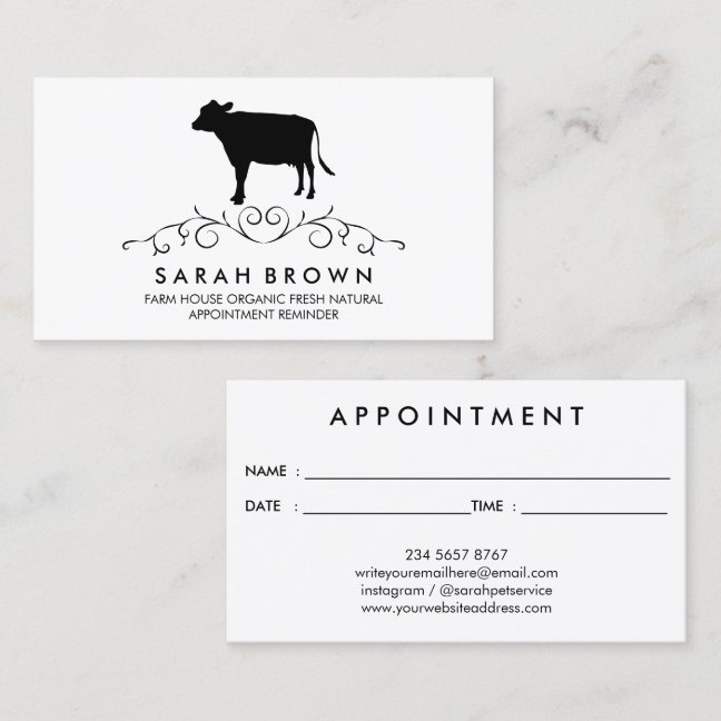 Cattle Appointment Reminder Business Card