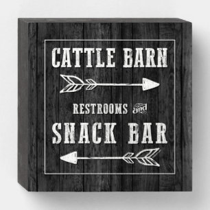 CATTLE BARN AND SNACK BAR WOODEN BOX SIGN