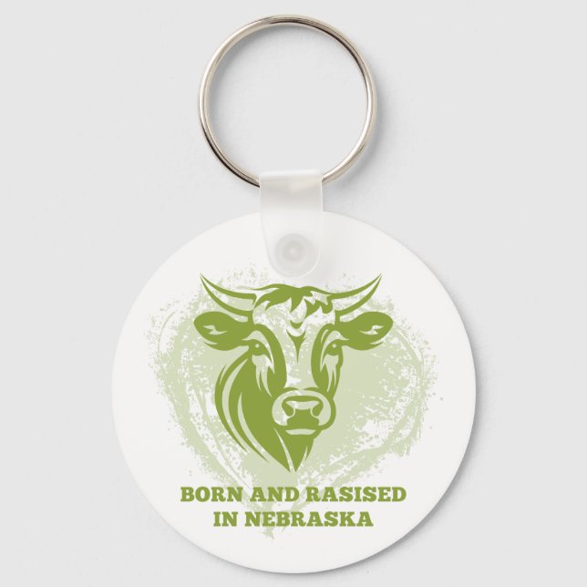 Cattle born and raised in Nebraska Keychain (Front)