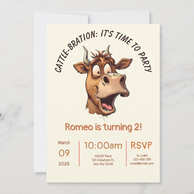 Cattle-Bration Birthday Invitation Card (Front)