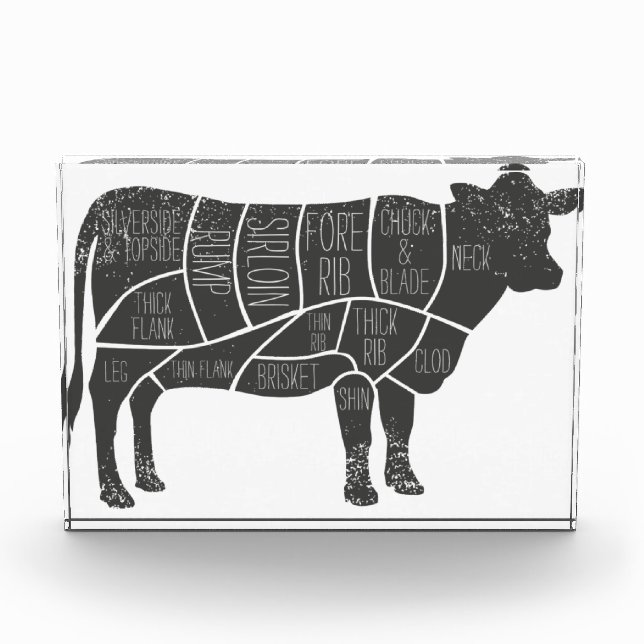 Cattle Butcher Chart Acrylic Award (Front)