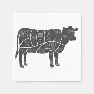 Cattle Butcher Chart Napkins