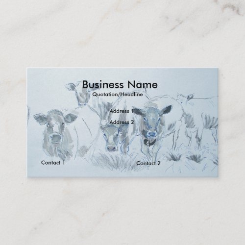 Cattle Cow Pencil Drawing Farmer Business Cards